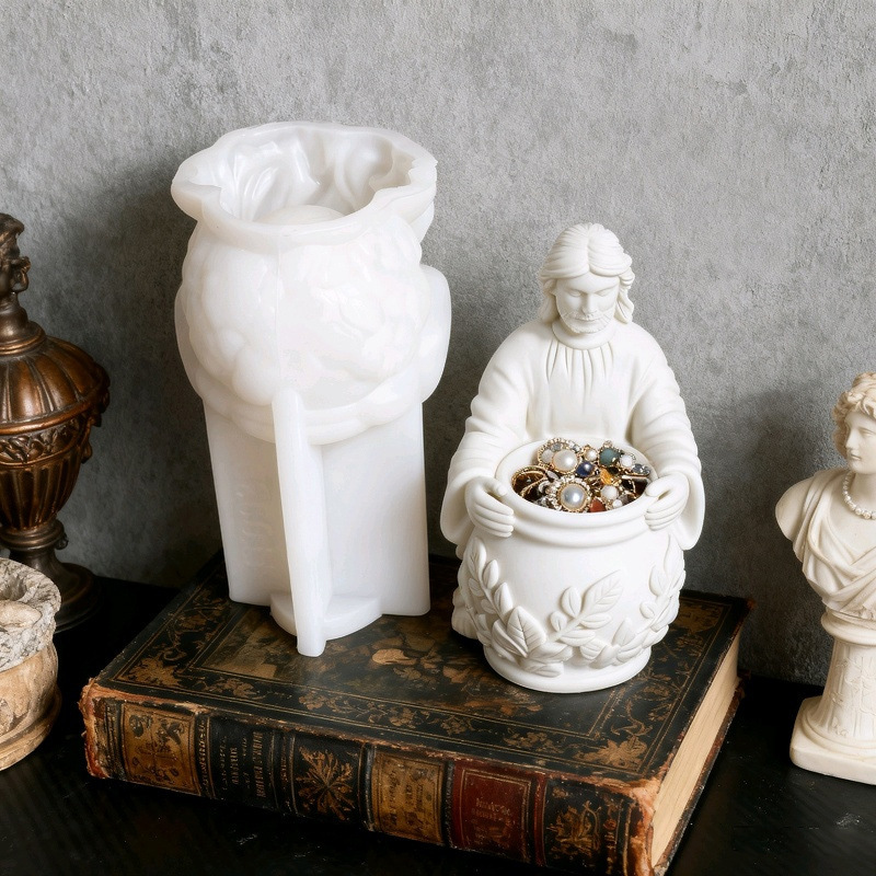 Man Embracing Pot Silicone Mold DIY Gypsum Resin Epoxy Craftwork