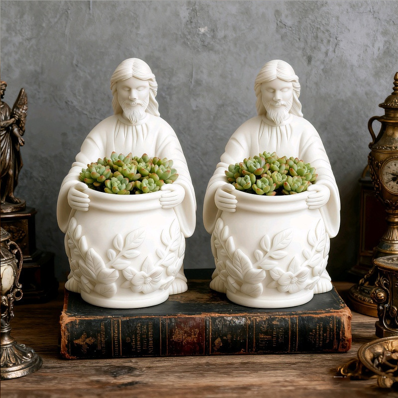 Man Embracing Pot Silicone Mold DIY Gypsum Resin Epoxy Craftwork