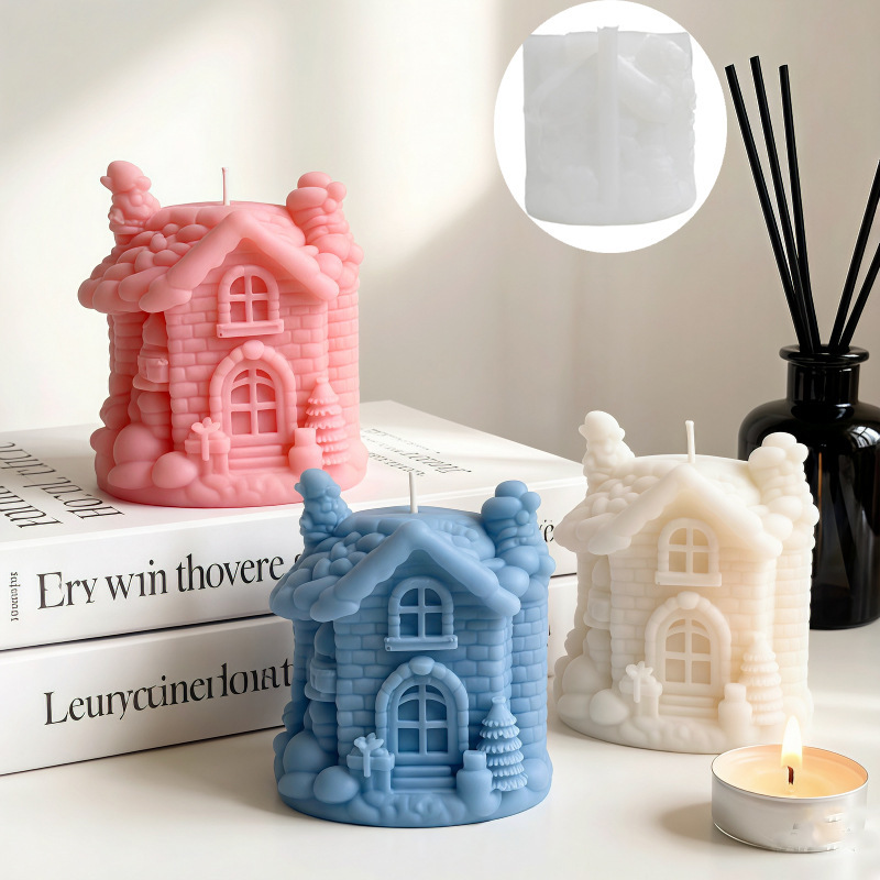 Christmas Snow House-shaped Silicone Mold Aromatherapy Candle