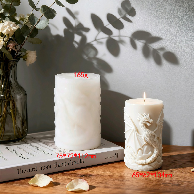 Cylinder-shaped Dragon Embossment Silicone Mold Aromatherapy Candle