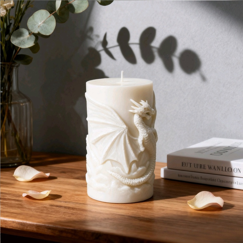 Cylinder-shaped Dragon Embossment Silicone Mold Aromatherapy Candle
