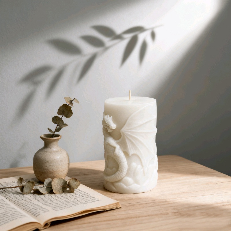 Cylinder-shaped Dragon Embossment Silicone Mold Aromatherapy Candle