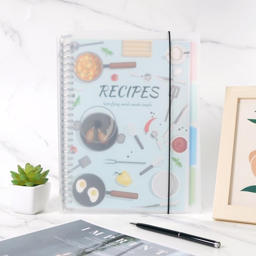 Carnet personnalisable, agenda, journal intime, couverture en polypropylène, carnet de recettes à spirale