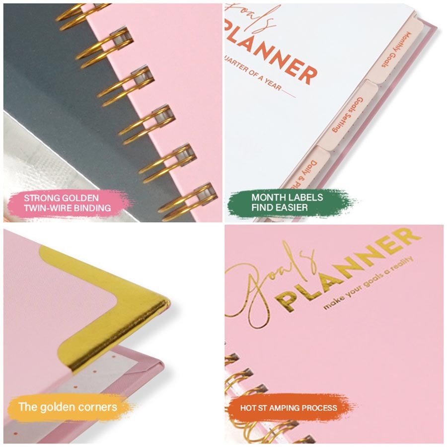 Customizable Planner Printing Agenda Daily Spiral Notebooks A5 Day Weekly Monthly Year Planner