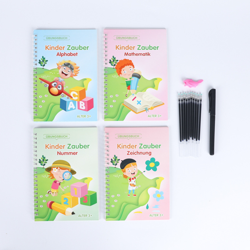 Livres éducatifs personnalisés, reliure spirale, cahiers d'exercices magiques pour enfants, livres en allemand