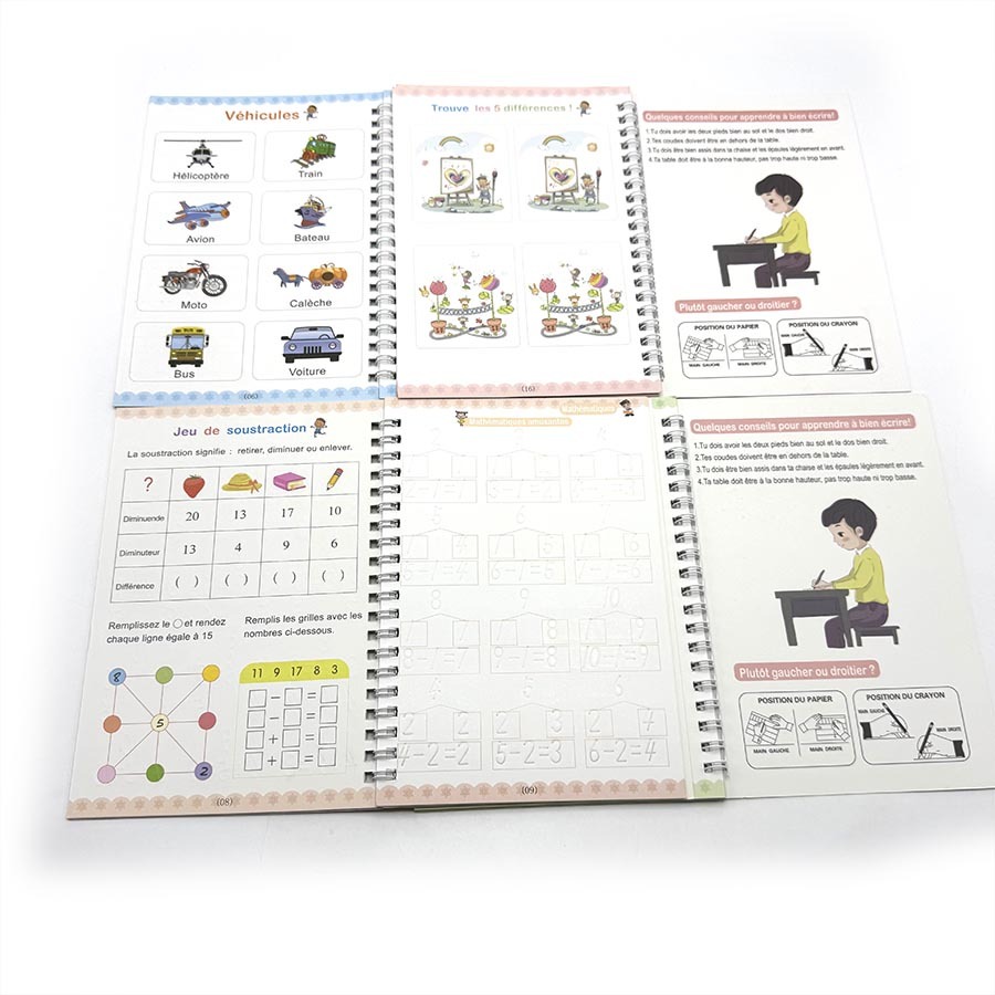 Impression de livres français à bas prix pour enfants, cahiers d'exercices éducatifs, coloriages personnalisés, cahier magique
