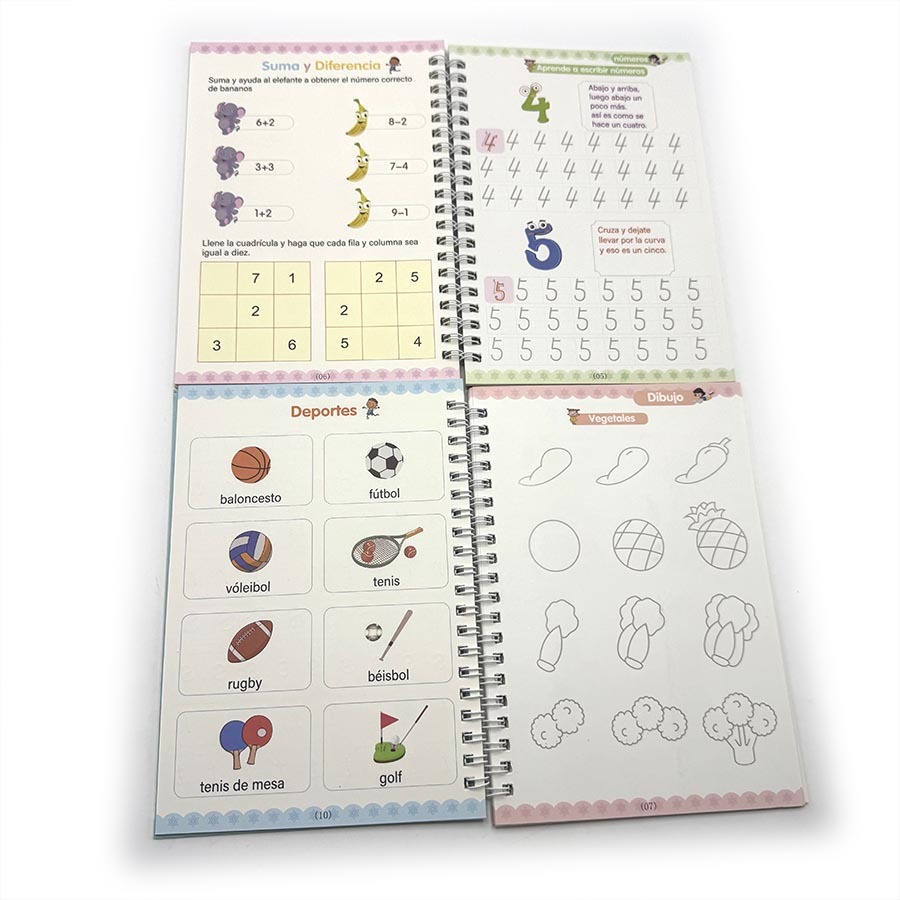 A5 Spiral Books Custom Printing Full Color Printed Practice Magic Copybook for Kids