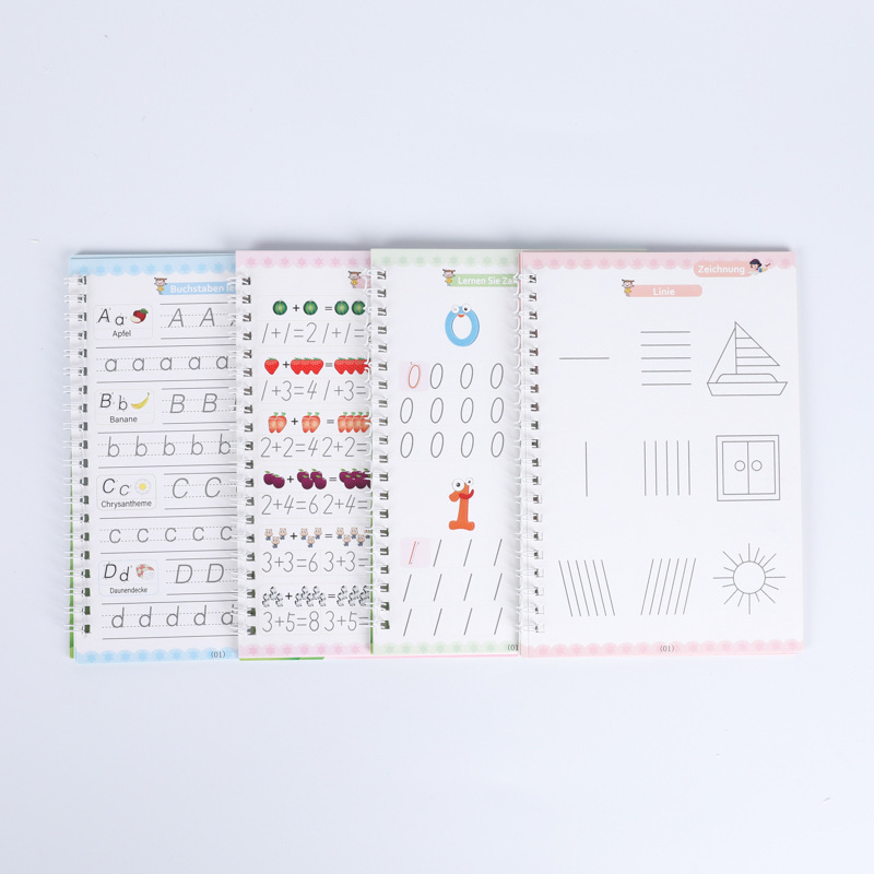 Livres éducatifs personnalisés, reliure spirale, cahiers d'exercices magiques pour enfants, livres en allemand