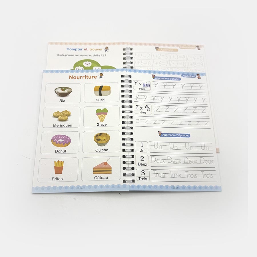 Custom French Practice Books Printing Cheap Printed Spiral Binding Magic Copybook for Children
