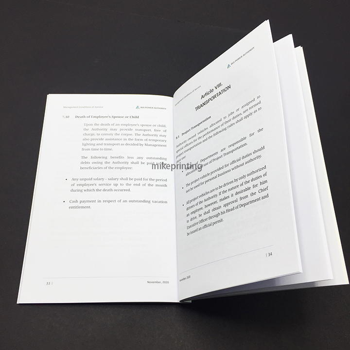 Impression de brochures d'entreprise au format broché, livre personnalisé de haute qualité à couverture souple