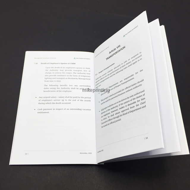 Impression de brochures d'entreprise au format broché, livre personnalisé de haute qualité à couverture souple