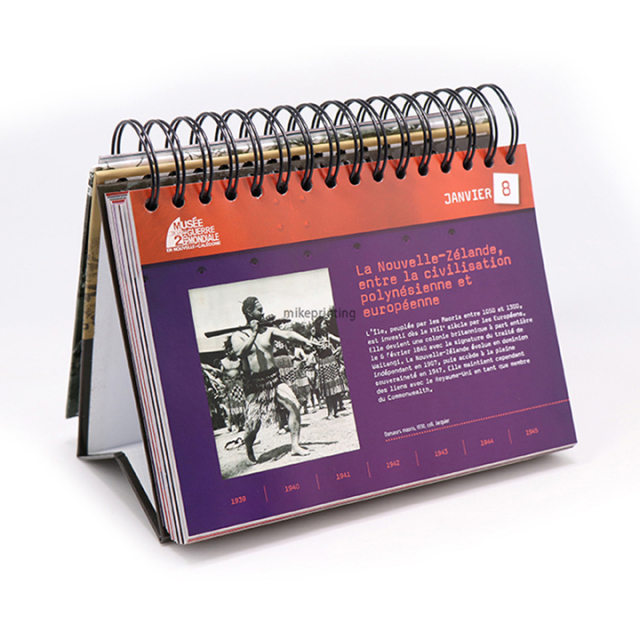 Luxury Desk Calendar Custom Printing Full Color Spiral Binding Calendar