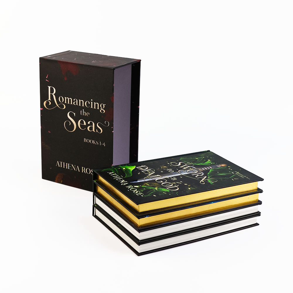 Service d'impression de livres personnalisés, collection personnalisée, tranches dorées, roman relié avec étui.