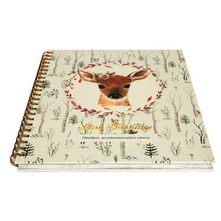 Cahier imprimé en usine, couverture rigide, reliure spirale