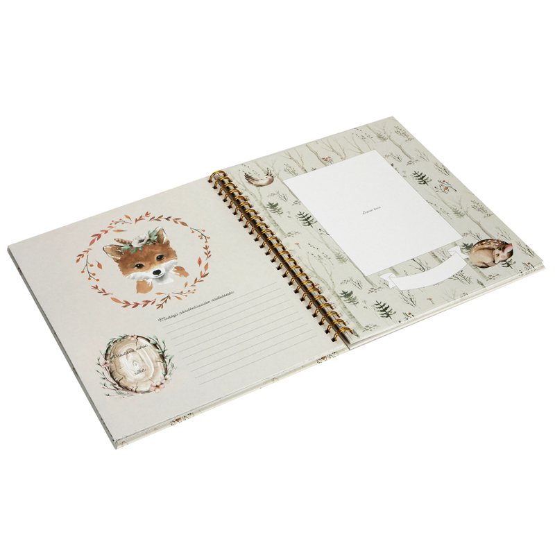 Cahier imprimé en usine, couverture rigide, reliure spirale