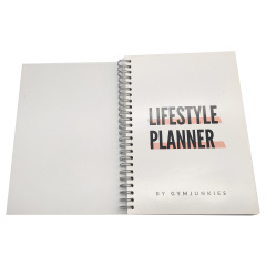 Carnet portable personnalisé à spirale métallique, reliure transparente en PVC imperméable avec papier kraft et papier d'art.