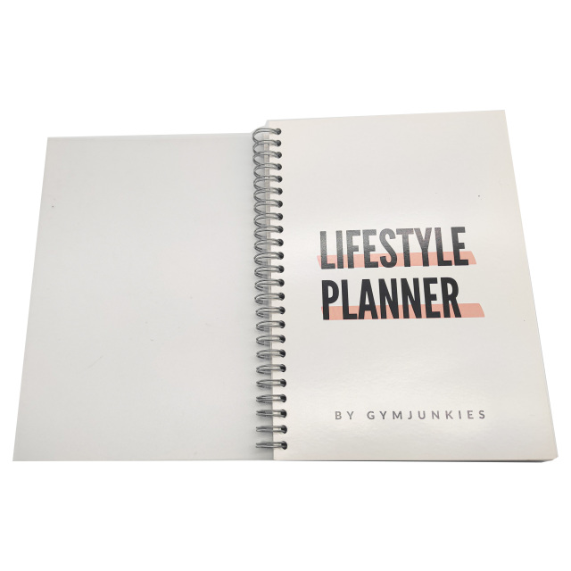 Carnet portable personnalisé à spirale métallique, reliure transparente en PVC imperméable avec papier kraft et papier d'art.
