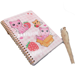 Custom Spiral Notebook A4/A5 Metal Ring Wire Binding Hard Cover Printed Offset on Kraft Paper and Cardboard for Notepad Use