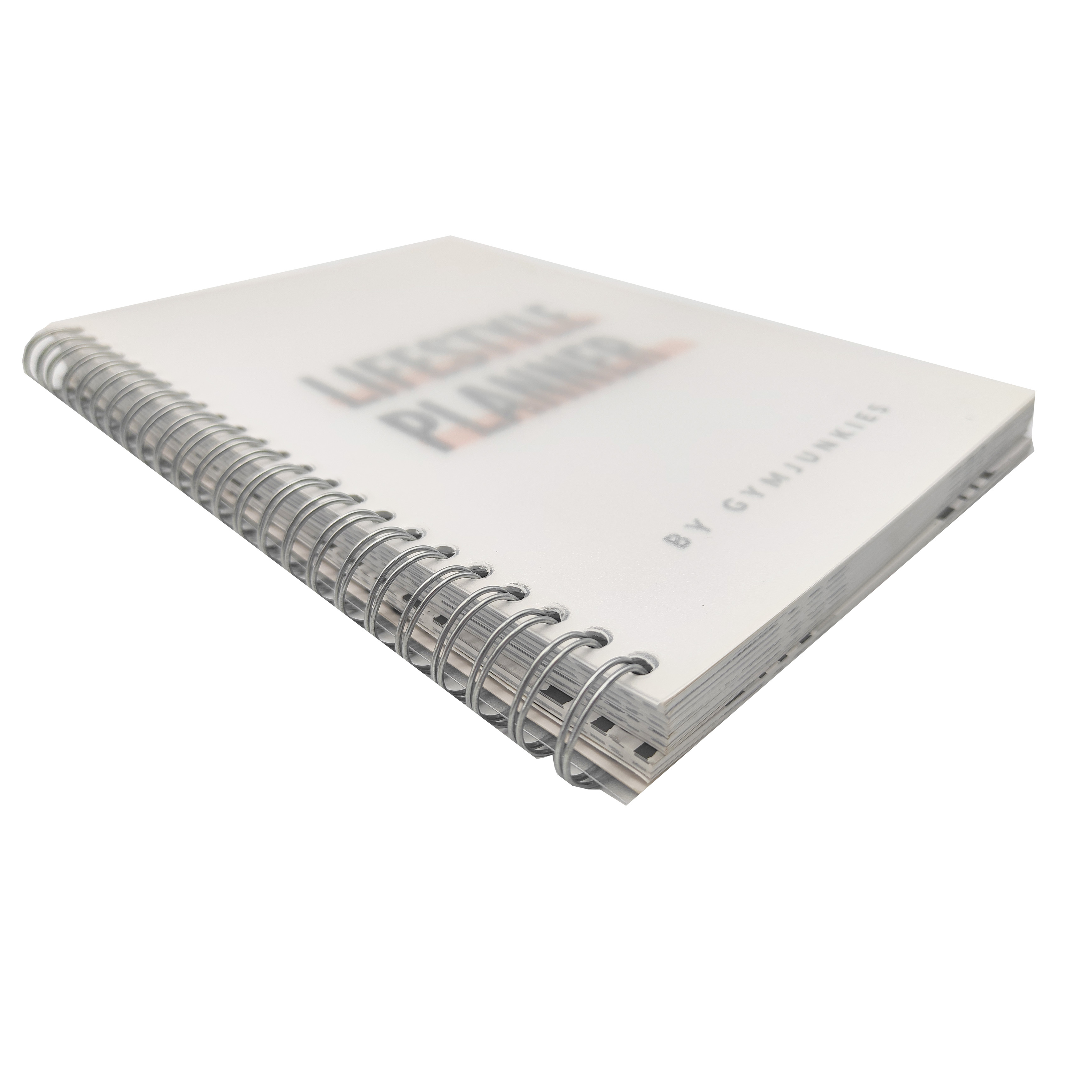 Carnet portable personnalisé à spirale métallique, reliure transparente en PVC imperméable avec papier kraft et papier d'art.