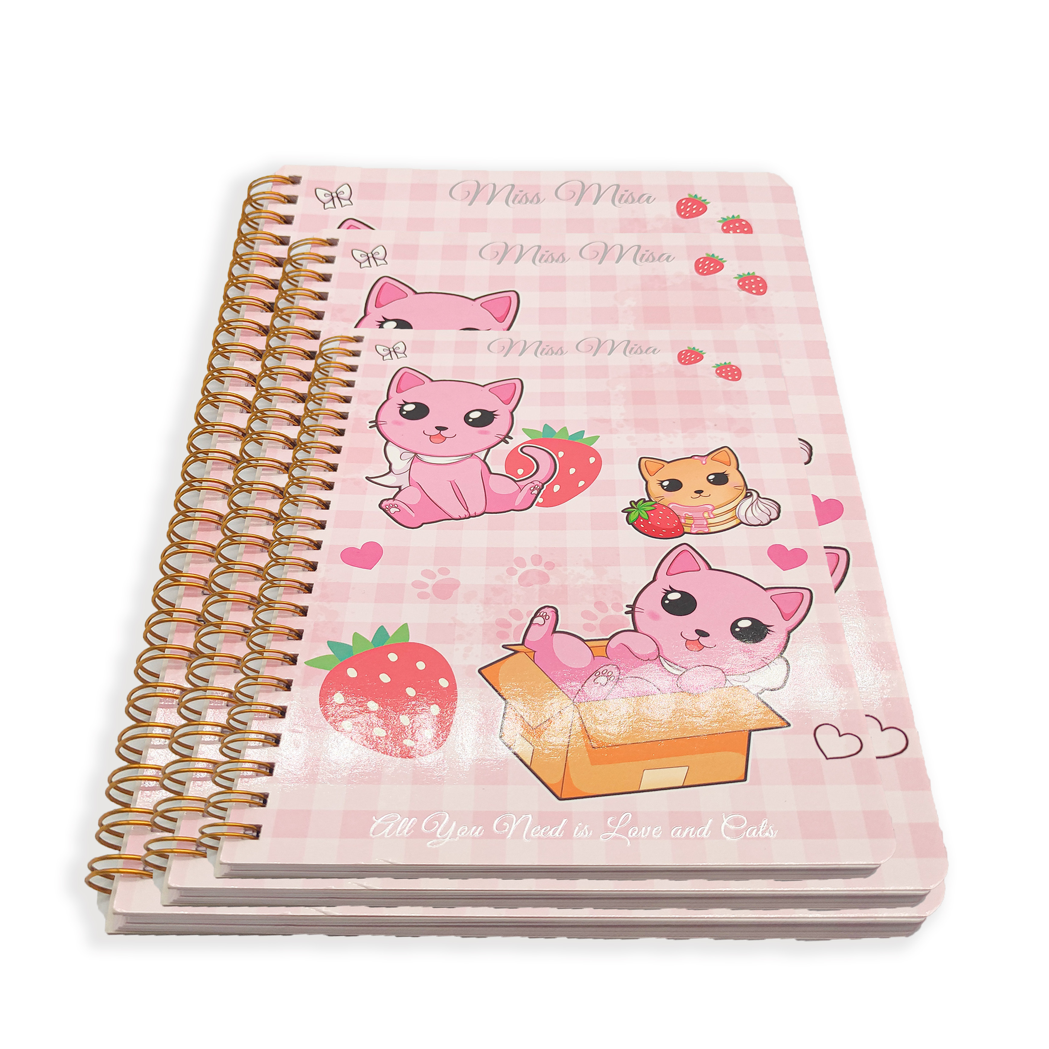 Custom Spiral Notebook A4/A5 Metal Ring Wire Binding Hard Cover Printed Offset on Kraft Paper and Cardboard for Notepad Use