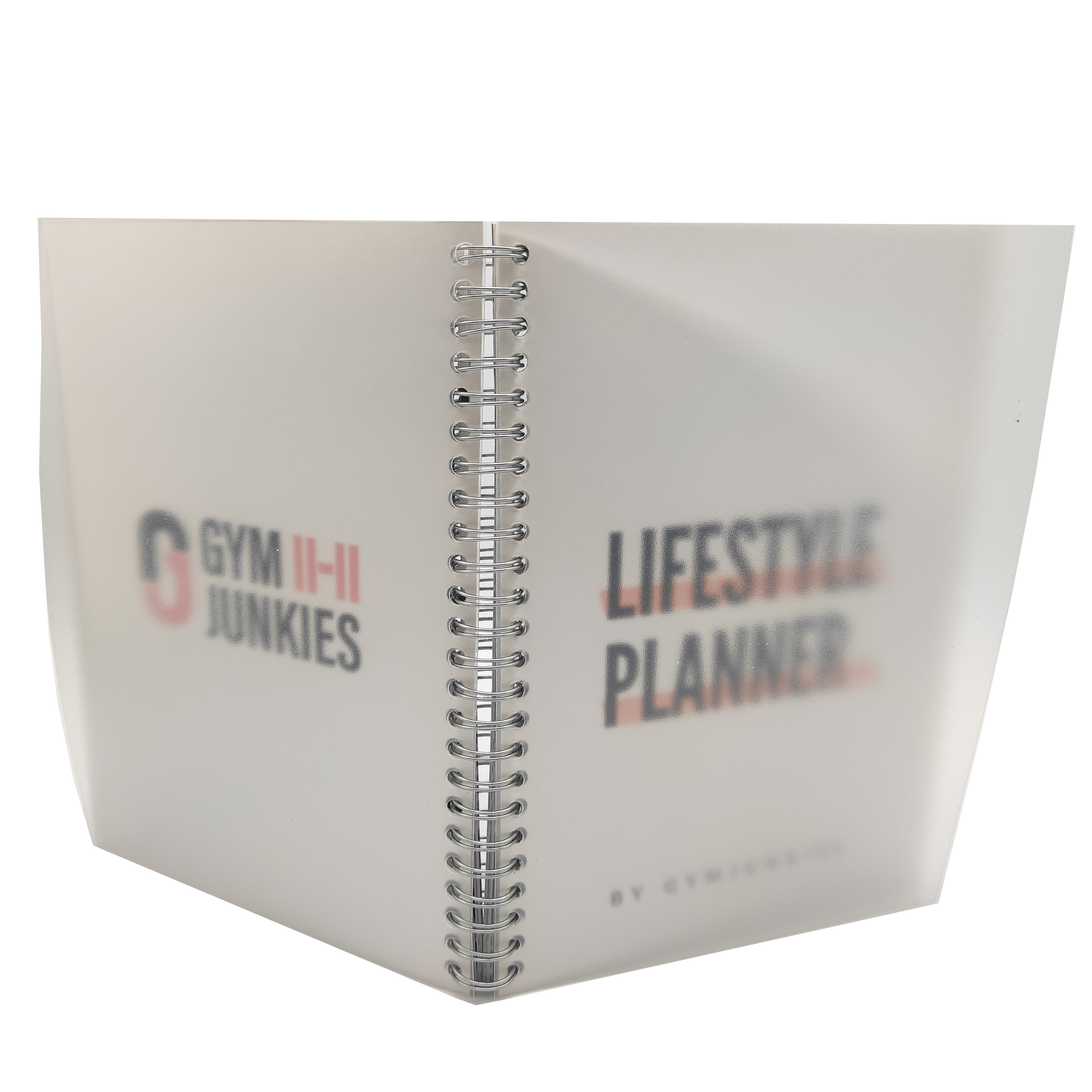 Carnet portable personnalisé à spirale métallique, reliure transparente en PVC imperméable avec papier kraft et papier d'art.