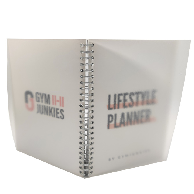 Carnet portable personnalisé à spirale métallique, reliure transparente en PVC imperméable avec papier kraft et papier d'art.