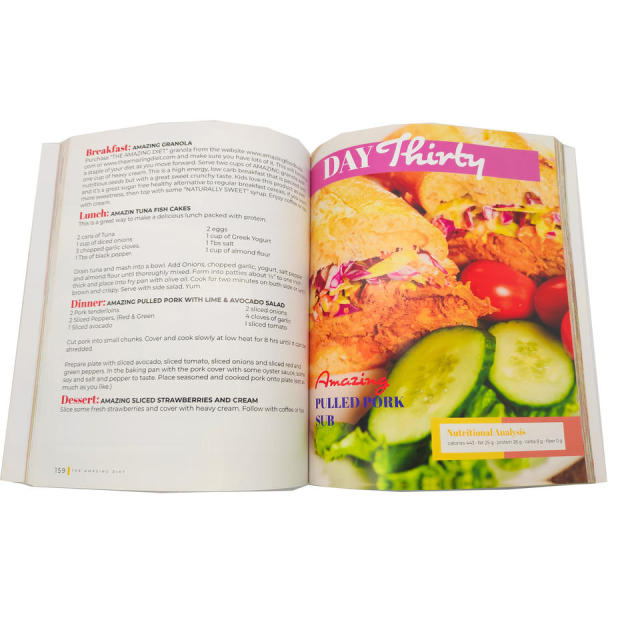 Catalogues alimentaires et livres de recettes personnalisés en couleur de haute qualité, couverture rigide, impression offset sur papier kraft