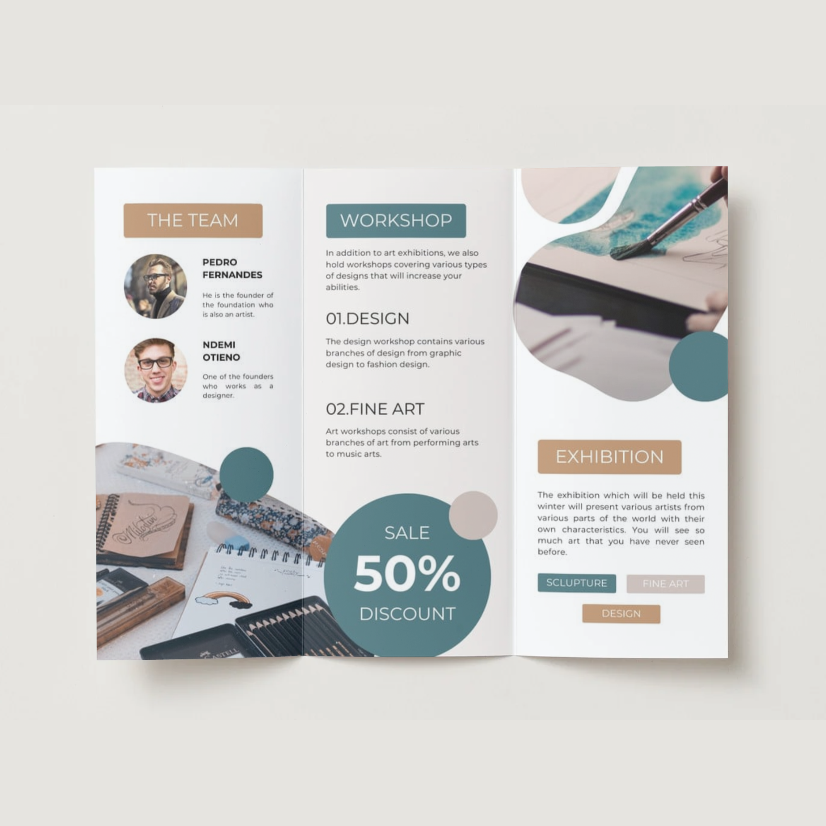 Factory Personalized Custom Flyer Printing Folded Leaflet Propagandist Manual Art Exhibition Promotional Trifold Brochure