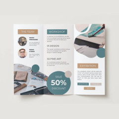 Factory Personalized Custom Flyer Printing Folded Leaflet Propagandist Manual Art Exhibition Promotional Trifold Brochure