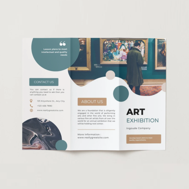 Factory Personalized Custom Flyer Printing Folded Leaflet Propagandist Manual Art Exhibition Promotional Trifold Brochure