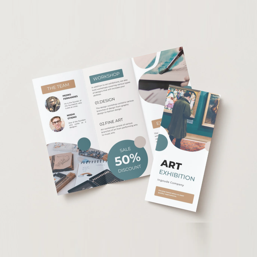Factory Personalized Custom Flyer Printing Folded Leaflet Propagandist Manual Art Exhibition Promotional Trifold Brochure