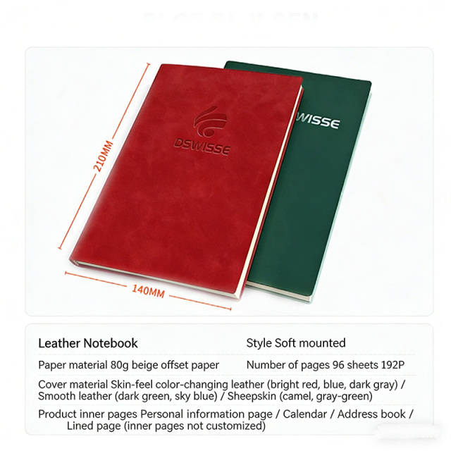 Manufacturer Customized Performance Goal Diary Planner Notebook Color Cover General Stock Leather Notebook for Office and School