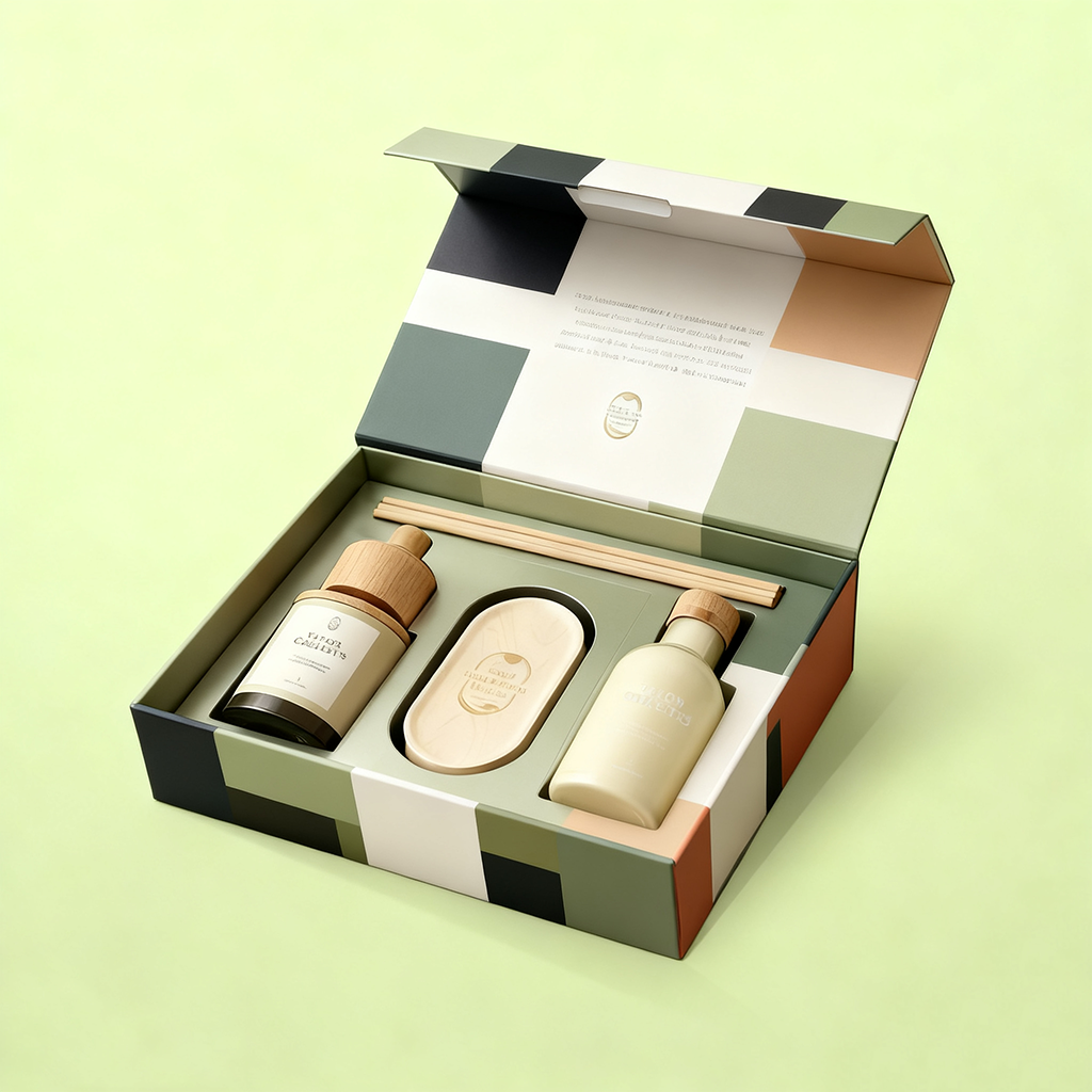 Custom Logo Recyclable Glossy Lamination Luxury Cosmetic Package Magnetic Cardboard Rigid Paper Packaging Gift Boxes Sponge