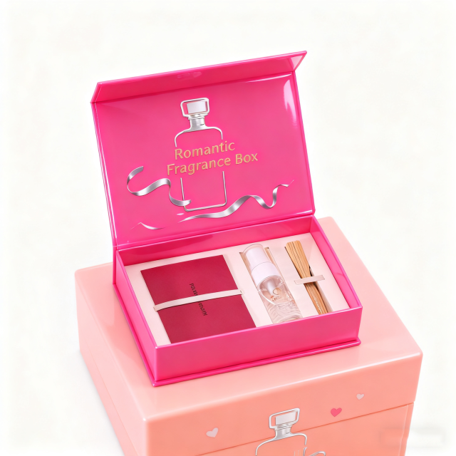 Custom Recyclable Luxury Perfume Rigid Clamshell Box Magnetic Closure Art Paper Matt Lamination UV Coating Embossing Sponge