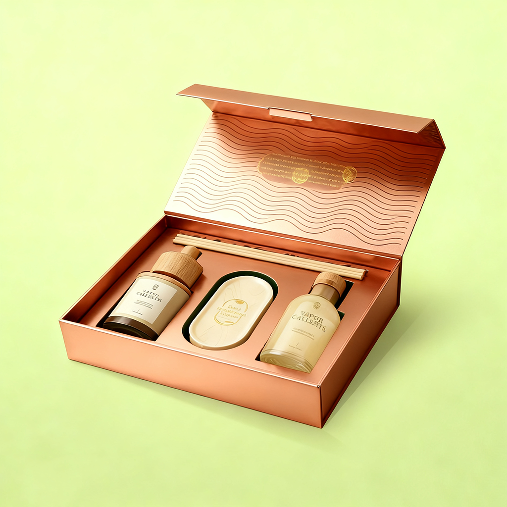 Custom Logo Recyclable Glossy Lamination Luxury Cosmetic Package Magnetic Cardboard Rigid Paper Packaging Gift Boxes Sponge