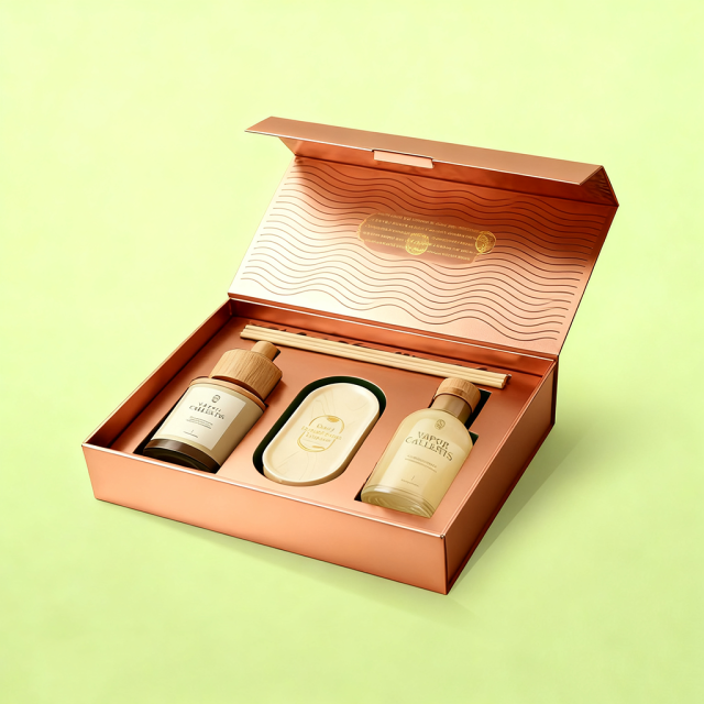 Custom Logo Recyclable Glossy Lamination Luxury Cosmetic Package Magnetic Cardboard Rigid Paper Packaging Gift Boxes Sponge