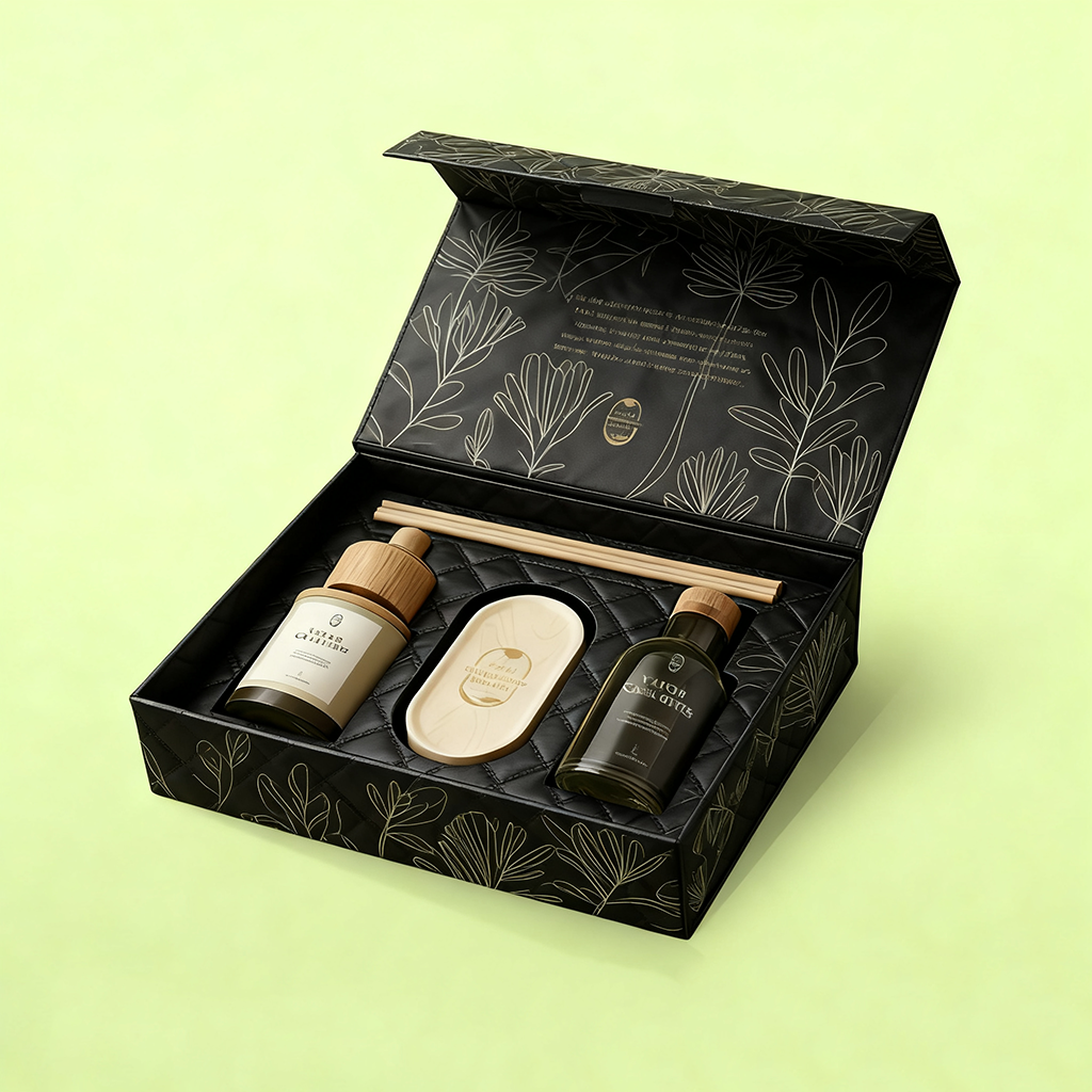 Custom Logo Recyclable Glossy Lamination Luxury Cosmetic Package Magnetic Cardboard Rigid Paper Packaging Gift Boxes Sponge