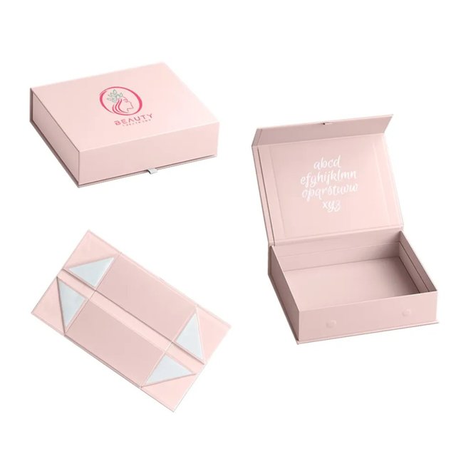 Custom Luxury Magnetic Rigid Gift Boxes for Wig Packaging | Gold Foil Folding Paper Boxes