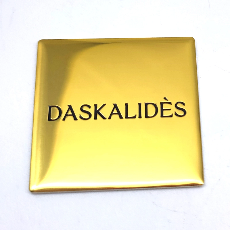 Custom Square Mirror Gold Metal Label for Luxury Brand Packaging