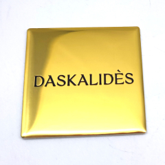 Custom Square Mirror Gold Metal Label for Luxury Brand Packaging