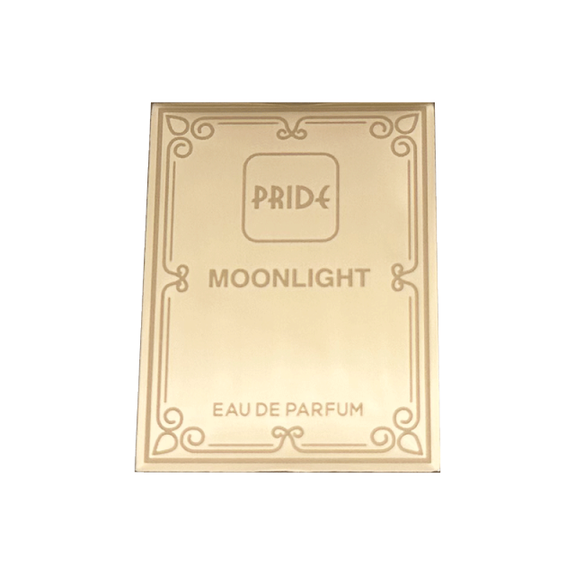 Custom Gold Metal Perfume Labeling | PRIDE MOONLIGHT EDP Luxury Metal Sticker