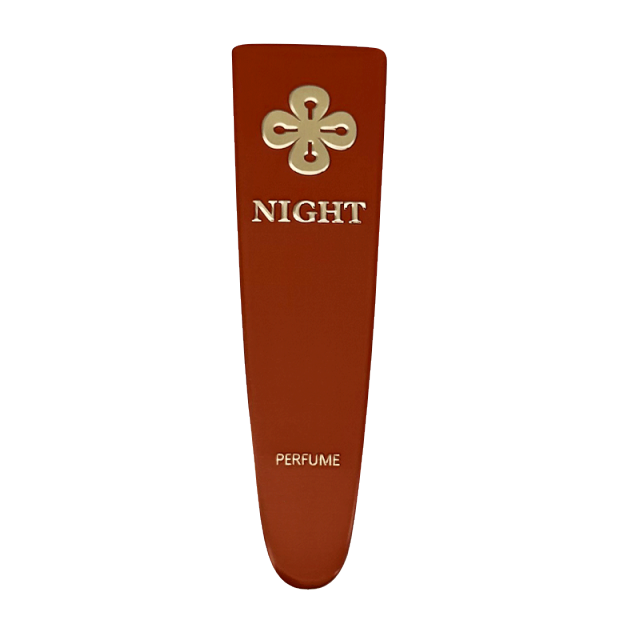 Custom Red Metal Perfume Labeling | NIGHT Series Luxury Embossed Metal Sticker