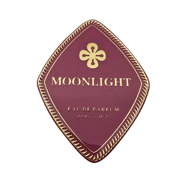 Custom Red Metal Perfume Labeling | NIGHT Series Luxury Embossed Metal Sticker
