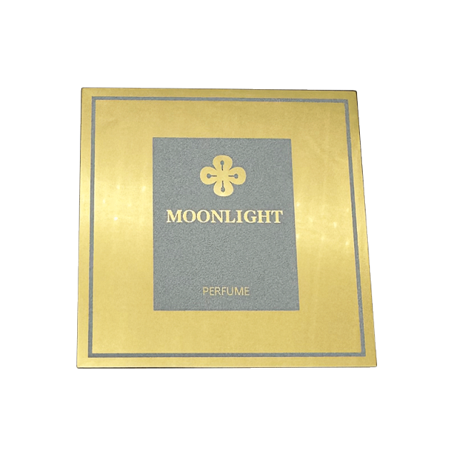 High-End Metal Perfume Label with Floral Logo | MOONLIGHT PERFUME Custom Sticker