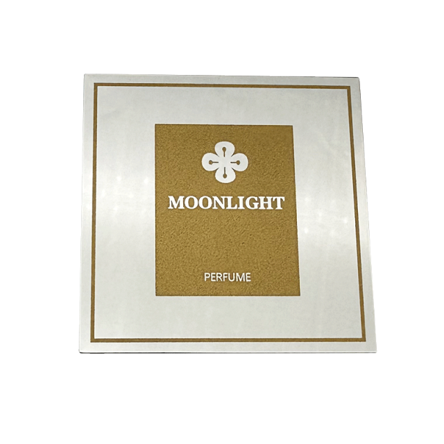 High-End Metal Perfume Label with Floral Logo | MOONLIGHT PERFUME Custom Sticker
