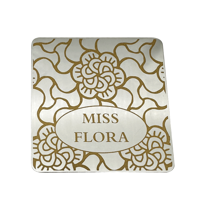 High-End Metal Perfume Label with Floral Logo | MOONLIGHT PERFUME Custom Sticker