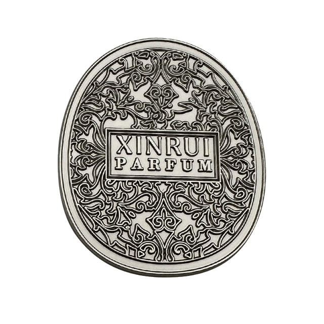 High-End Metal Perfume Label with Floral Logo | MOONLIGHT PERFUME Custom Sticker