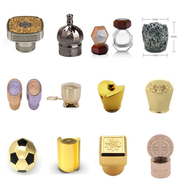 Zamac Perfume Cap Stripe Cylinder Zamac Perfume Cap, Factory Direct Supply, High End Zinc Alloy Closure for Perfume & Cosmetic Packaging