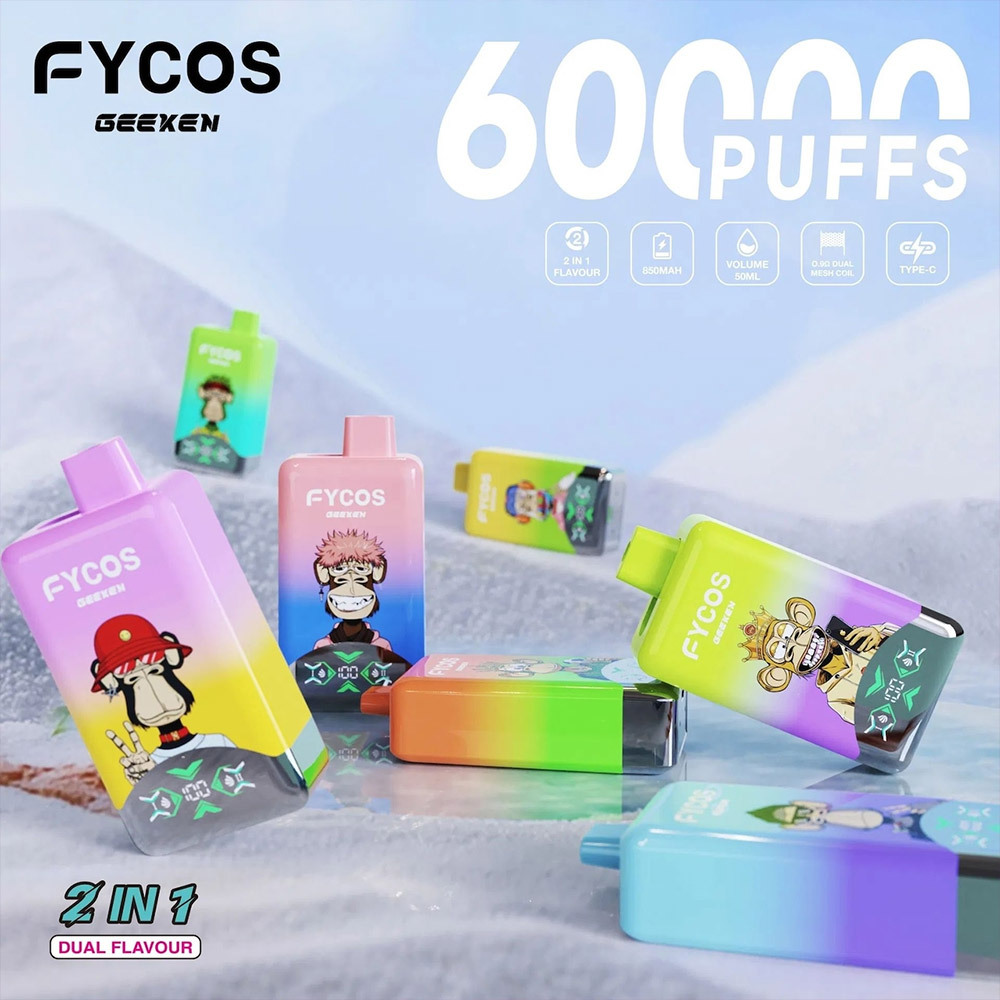 FYCOS Geeken 2-in-1 Flavor 60K Puffs Disposable Vape Pen Pre-Filling E Cigarette EU Warehouse Bulk Wholesale