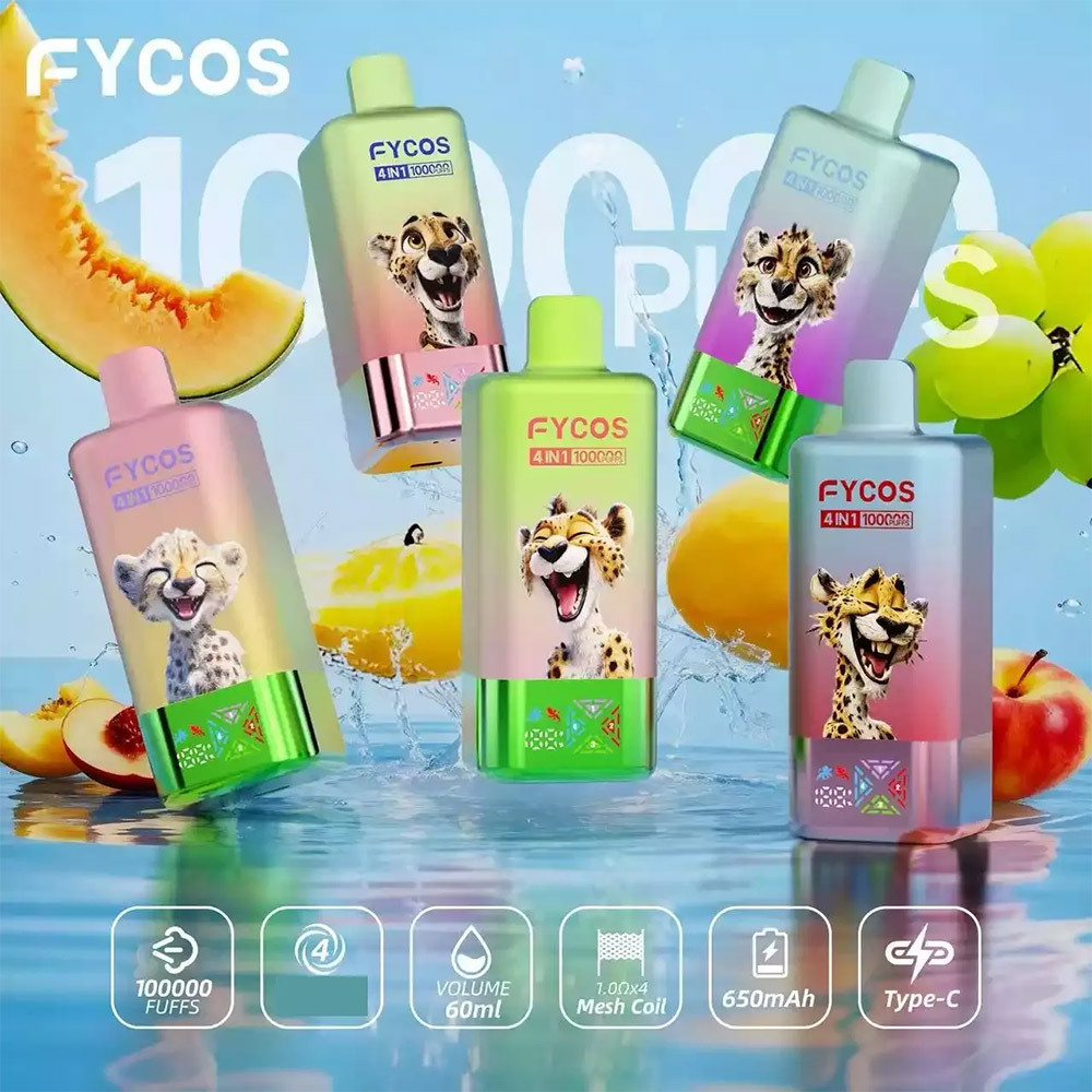 FYCOS 4-in-1 Flavor 100K Puffs Disposable Vape Pen Pre-Filling E Cigarette EU Warehouse Bulk Wholesale